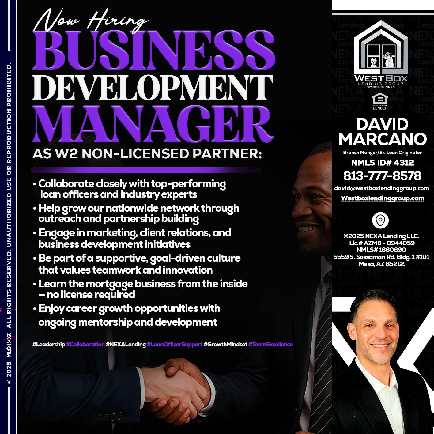 NOW HIRING - David Marcano -Branch Manger/Sr. Loan Originator