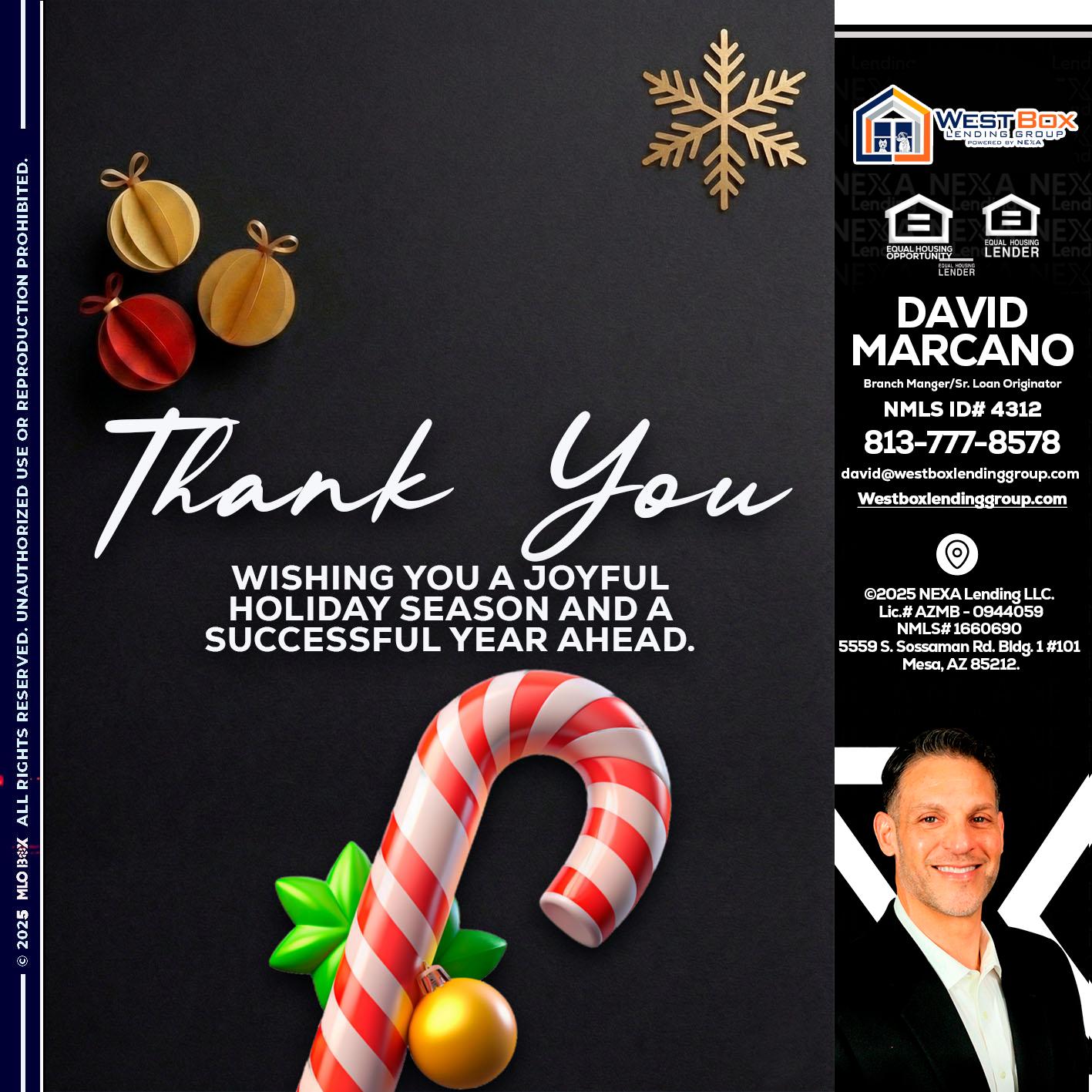 THANK YOU - David Marcano -Branch Manger/Sr. Loan Originator