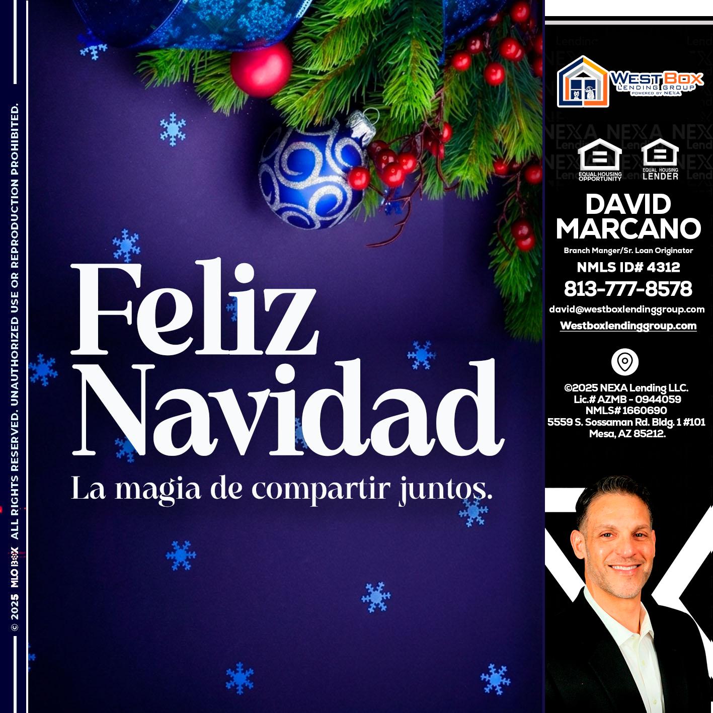 FELIZ NAVIDAD - David Marcano -Branch Manger/Sr. Loan Originator