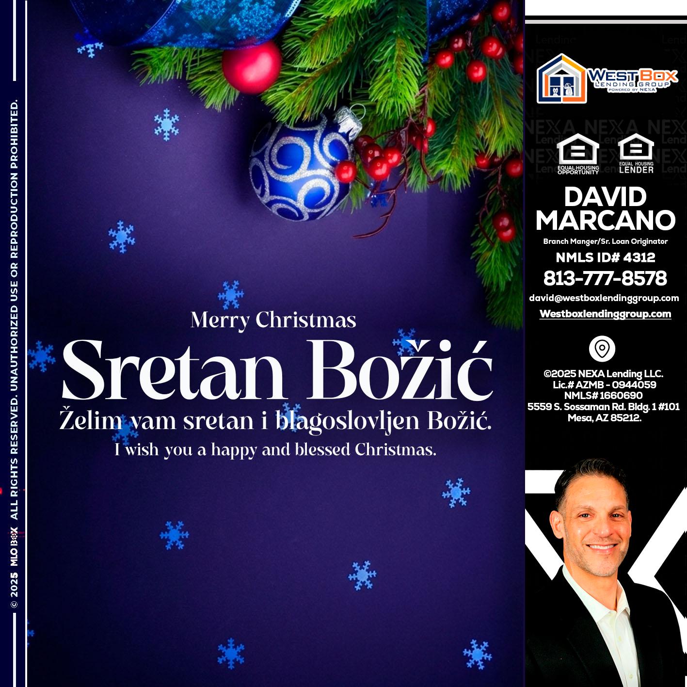 Sretan Božić - David Marcano -Branch Manger/Sr. Loan Originator