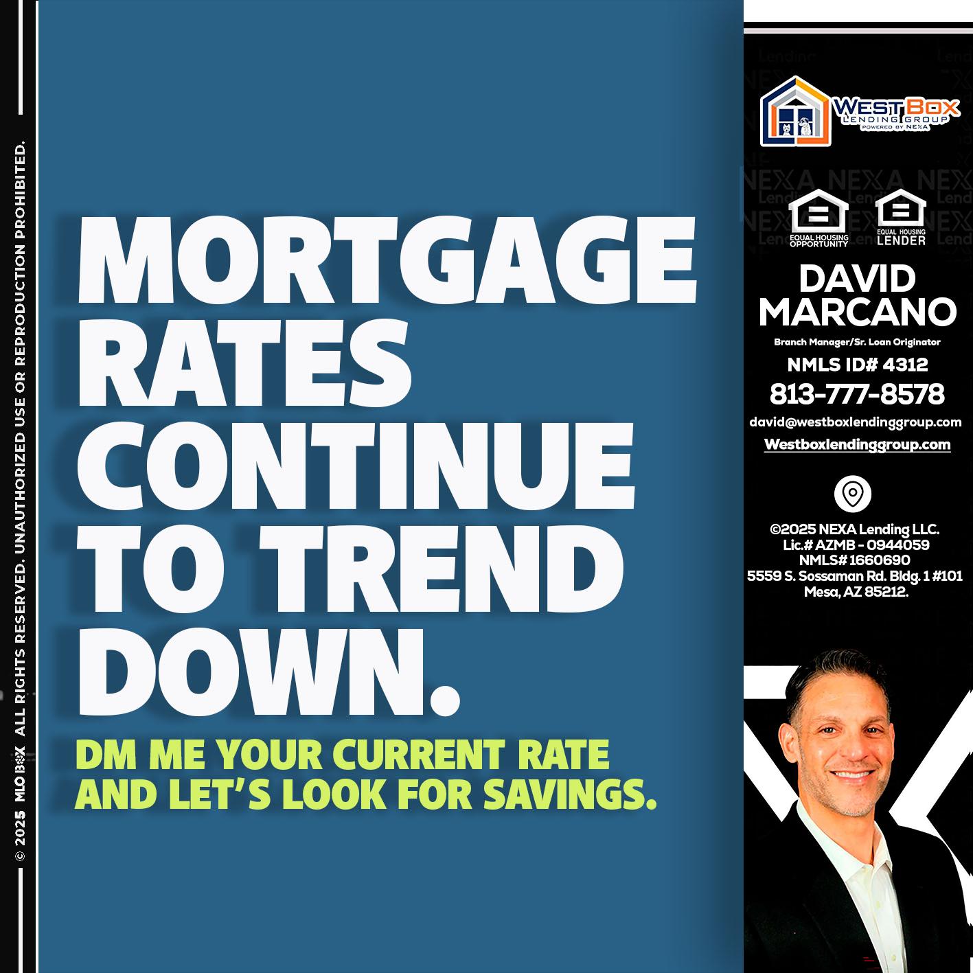 MORTGAGE RATES - David Marcano -Branch Manager/Sr. Loan Originator