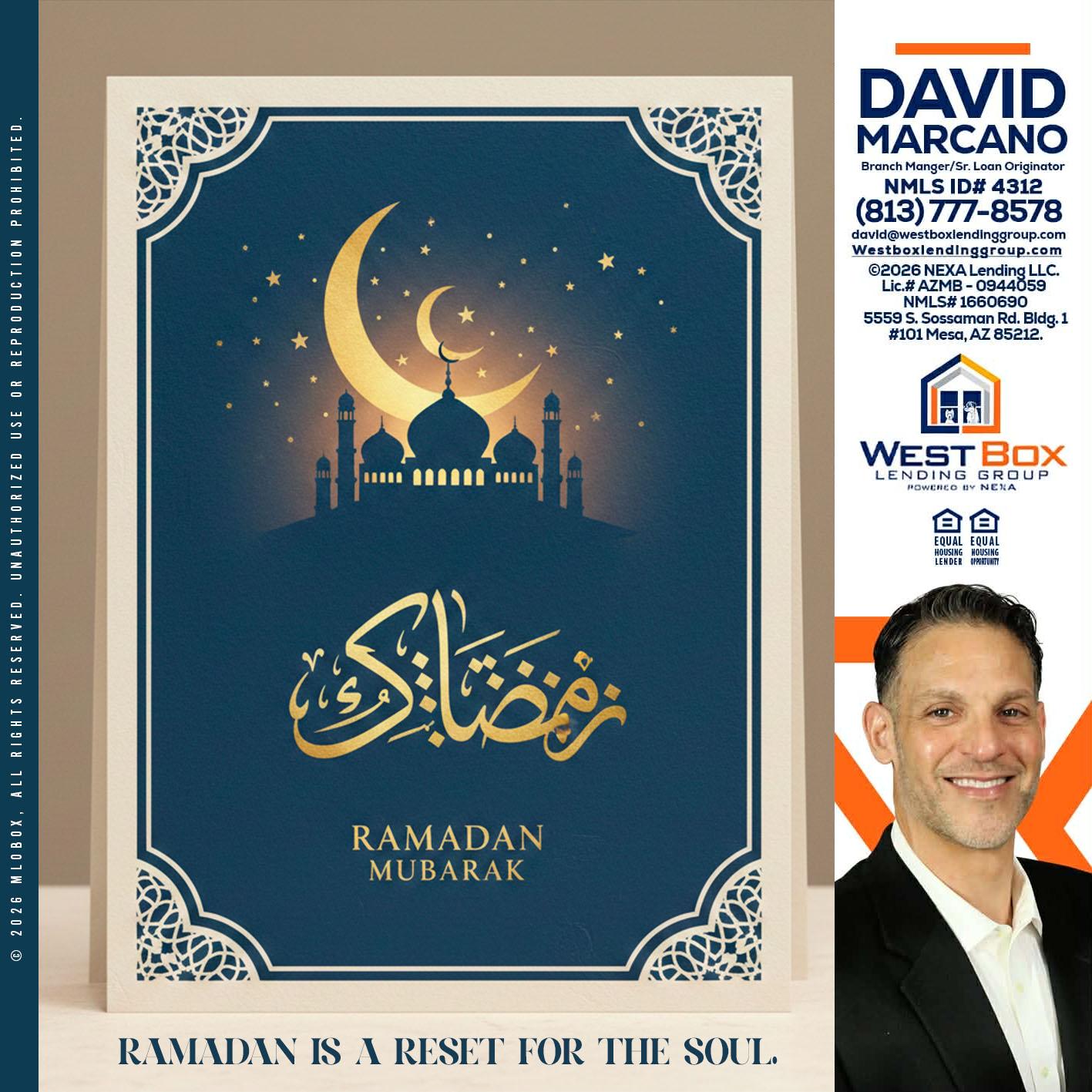 HAPPY RAMADAN - David Marcano -Branch Manager/Sr. Loan Originator