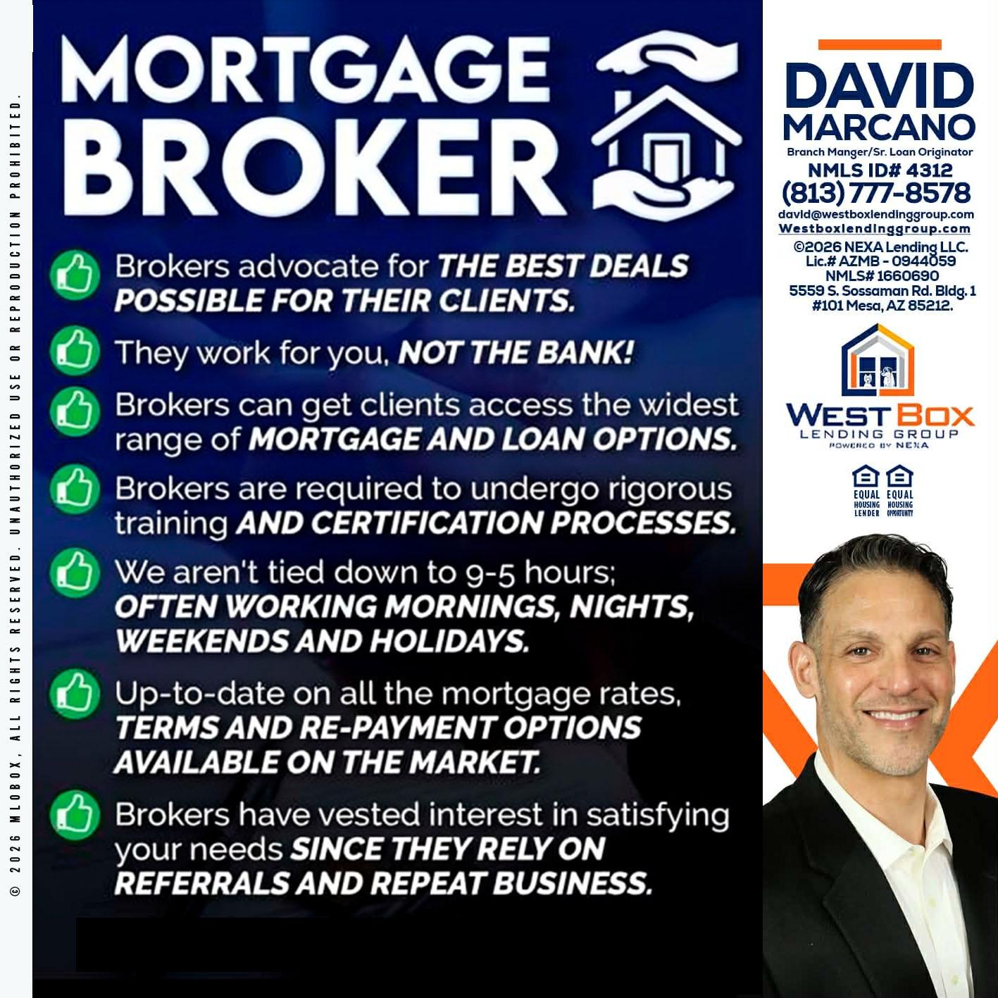 MORTGAGE BROKER - David Marcano -Branch Manager/Sr. Loan Originator