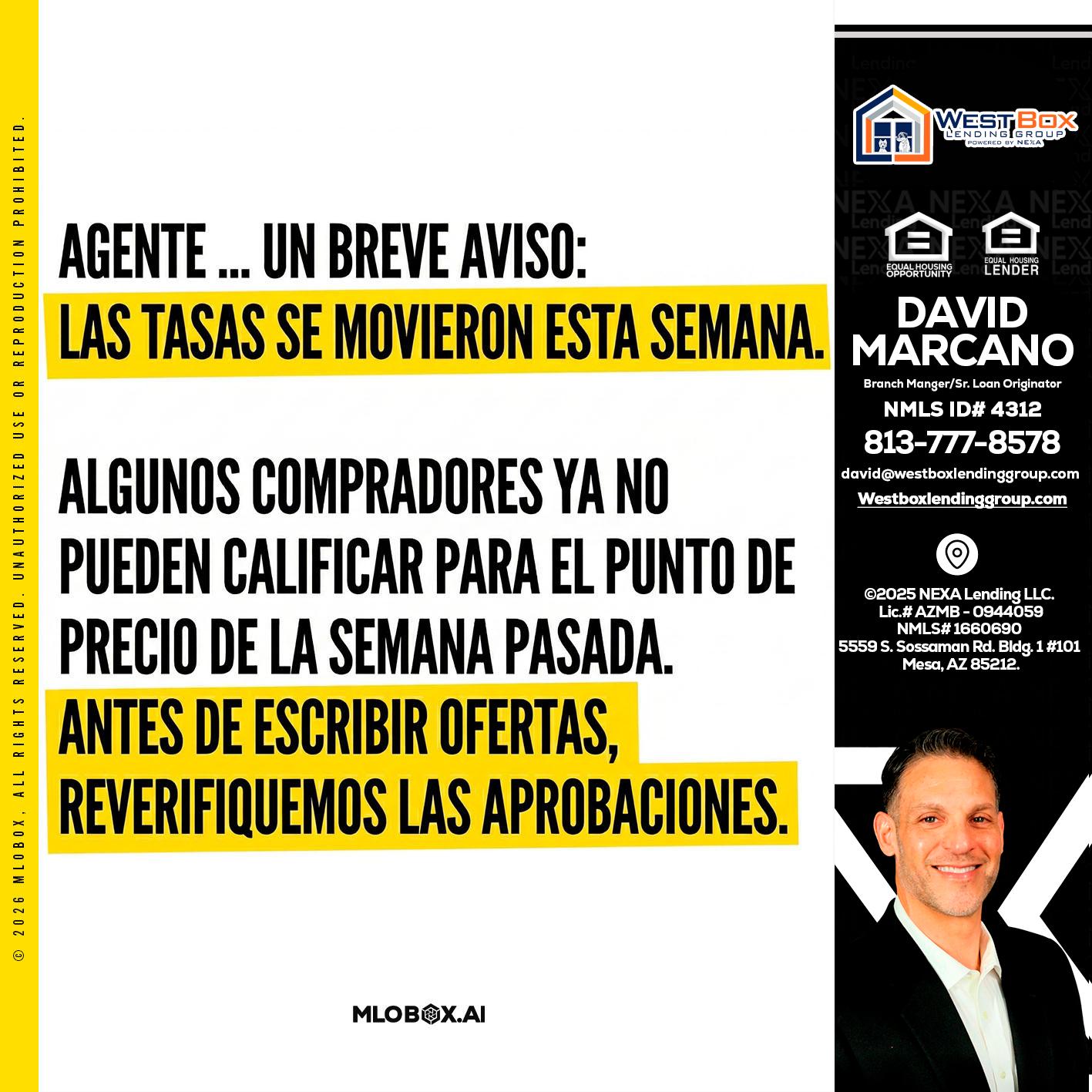 Agente - David Marcano -Branch Manager/Sr. Loan Originator