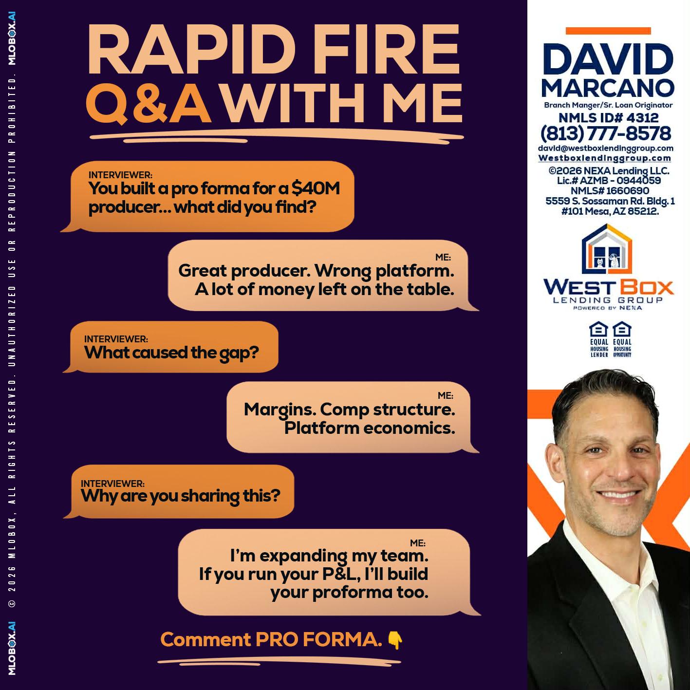 RAPID FIRE - David Marcano -Branch Manager/Sr. Loan Originator