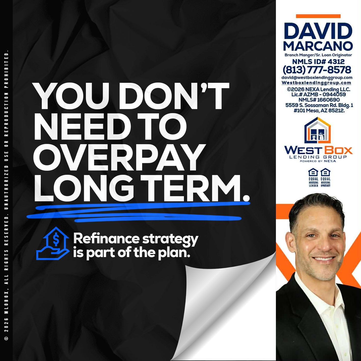 you don't need - David Marcano -Branch Manager/Sr. Loan Originator