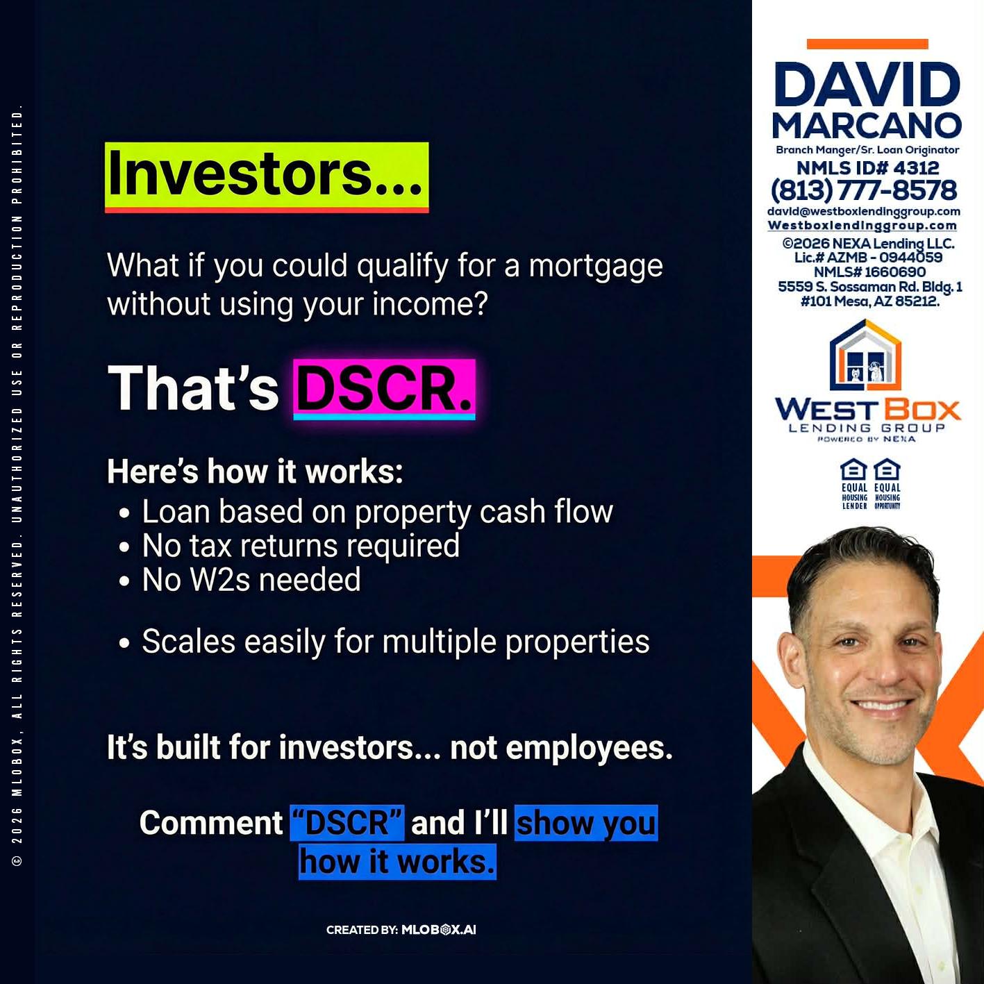 INVESTORS - David Marcano -Branch Manager/Sr. Loan Originator