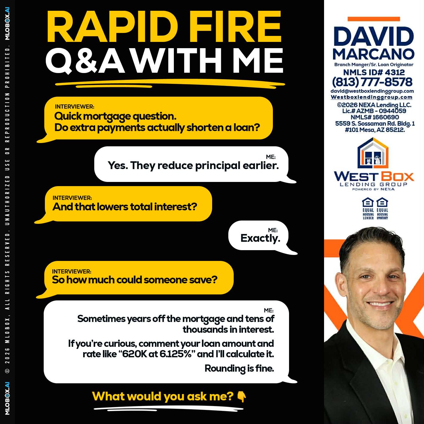 RAPID FIRE QA - David Marcano -Branch Manager/Sr. Loan Originator