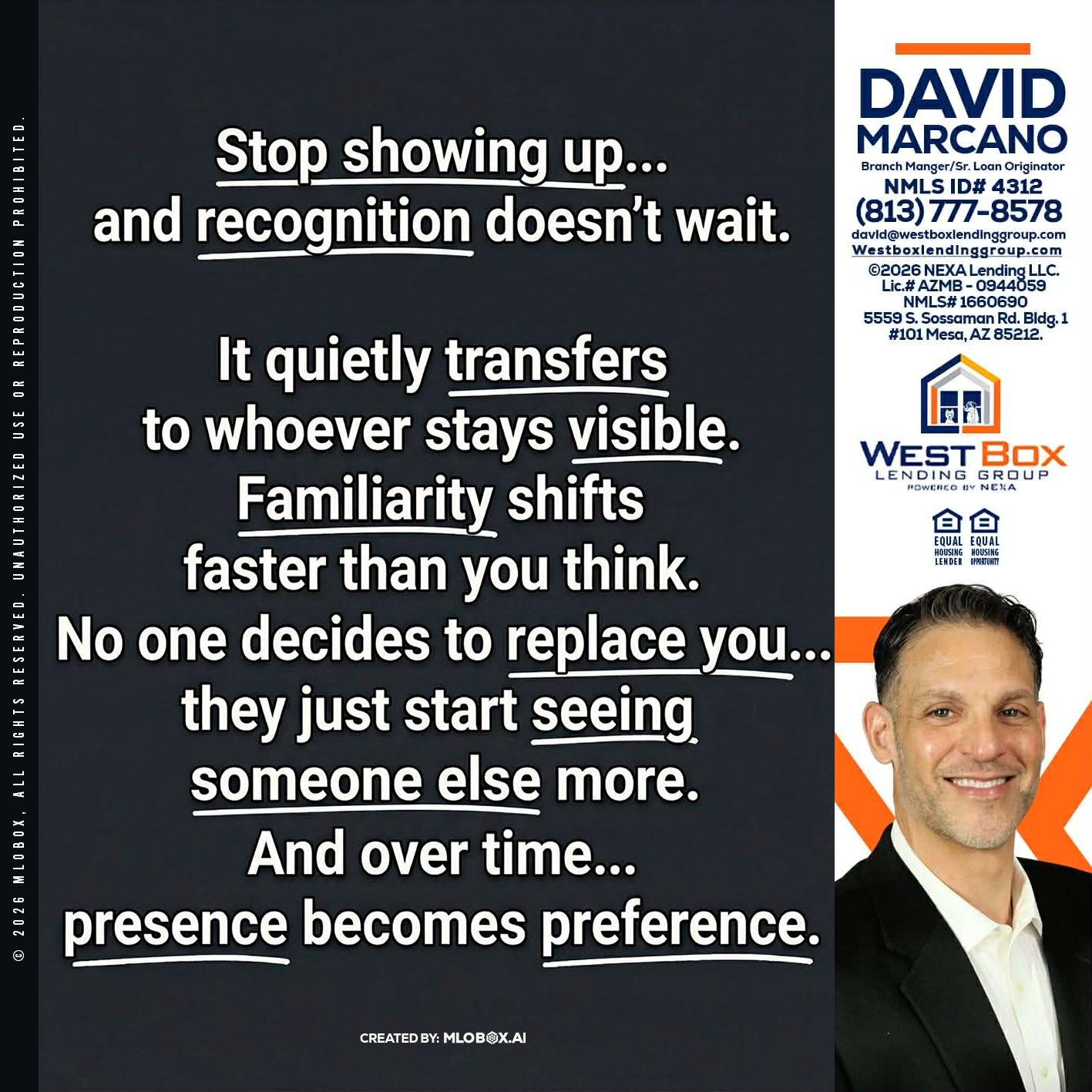 STOP SHOWING - David Marcano -Branch Manager/Sr. Loan Originator