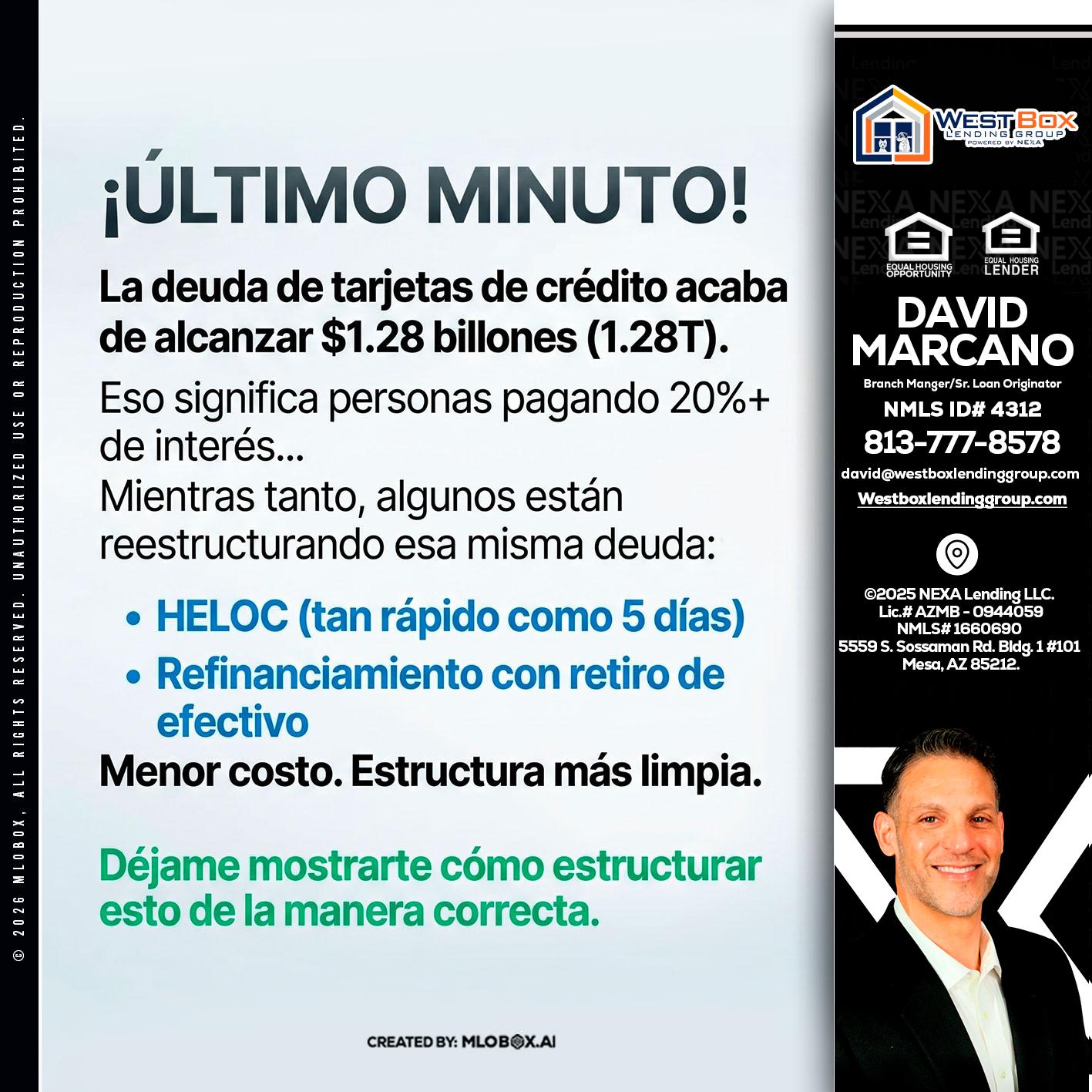 ultimo minuto - David Marcano -Branch Manager/Sr. Loan Originator