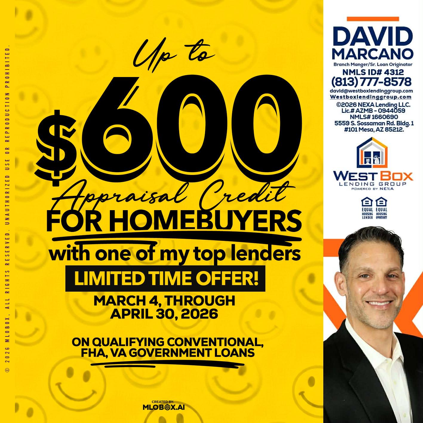 UP TO 600 - David Marcano -Branch Manager/Sr. Loan Originator