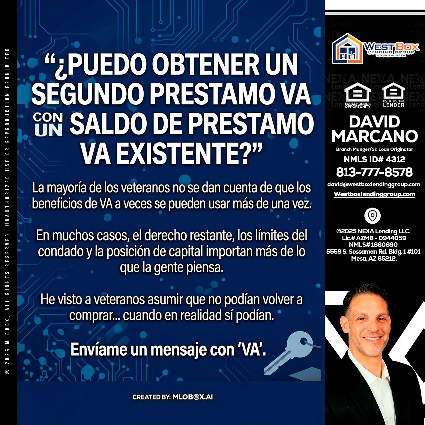 PUEDO OBTENER UN PRESTAMO VA - David Marcano -Branch Manager/Sr. Loan Originator