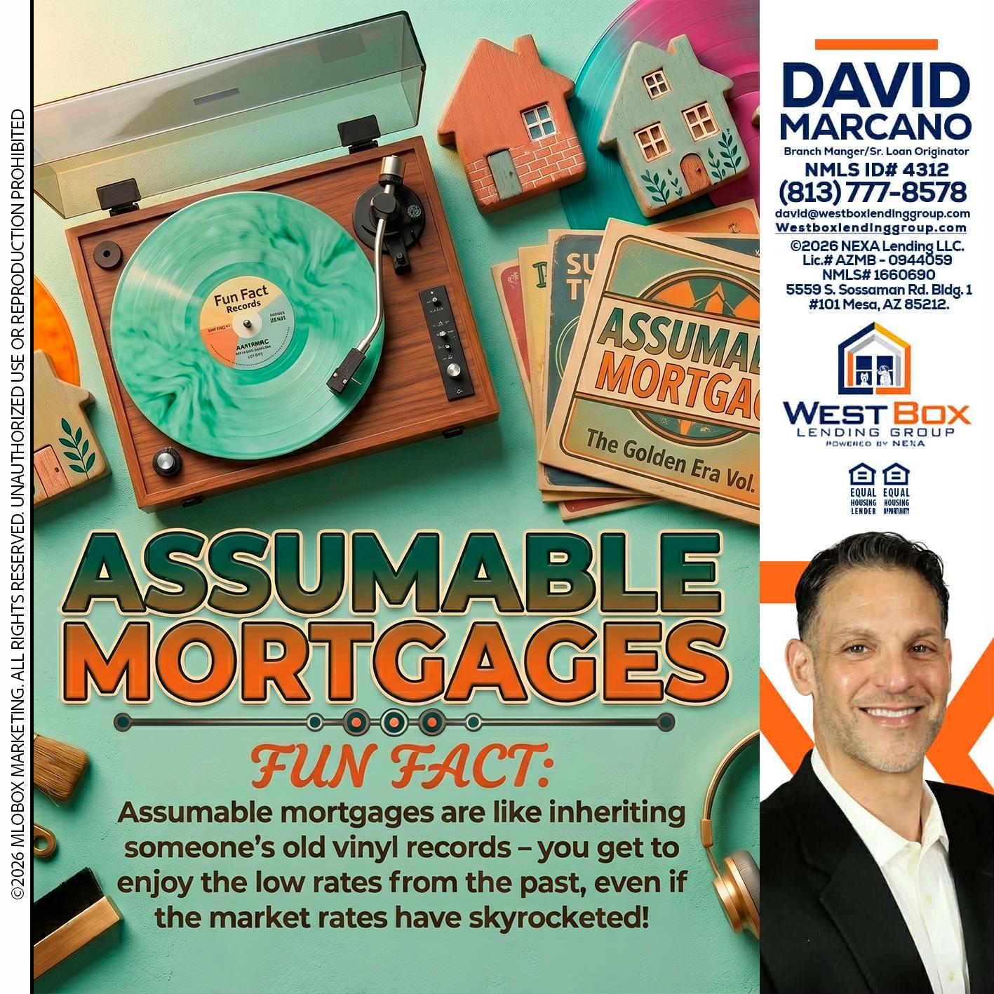 ASSUMABLE MORTGAGES - David Marcano -Branch Manager/Sr. Loan Originator