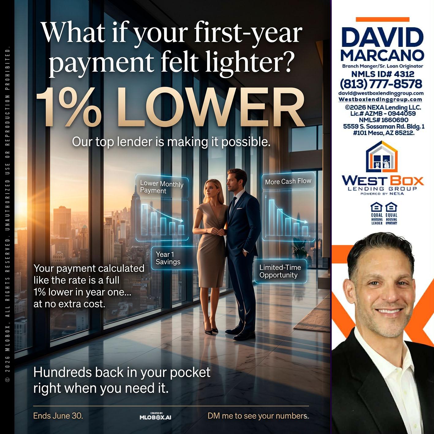 1% LOWER - David Marcano -Branch Manager/Sr. Loan Originator