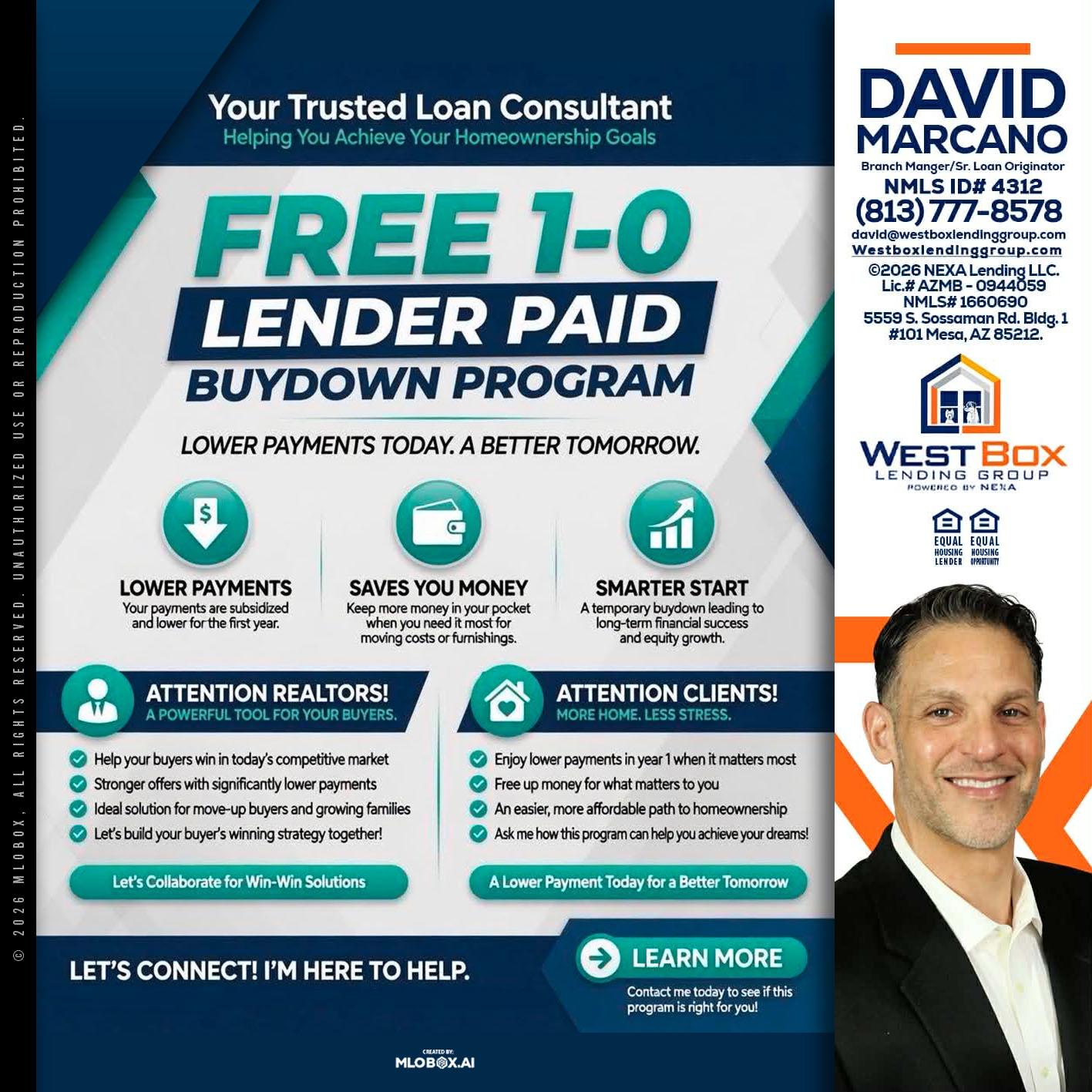 FREE 1-0 - David Marcano -Branch Manager/Sr. Loan Originator