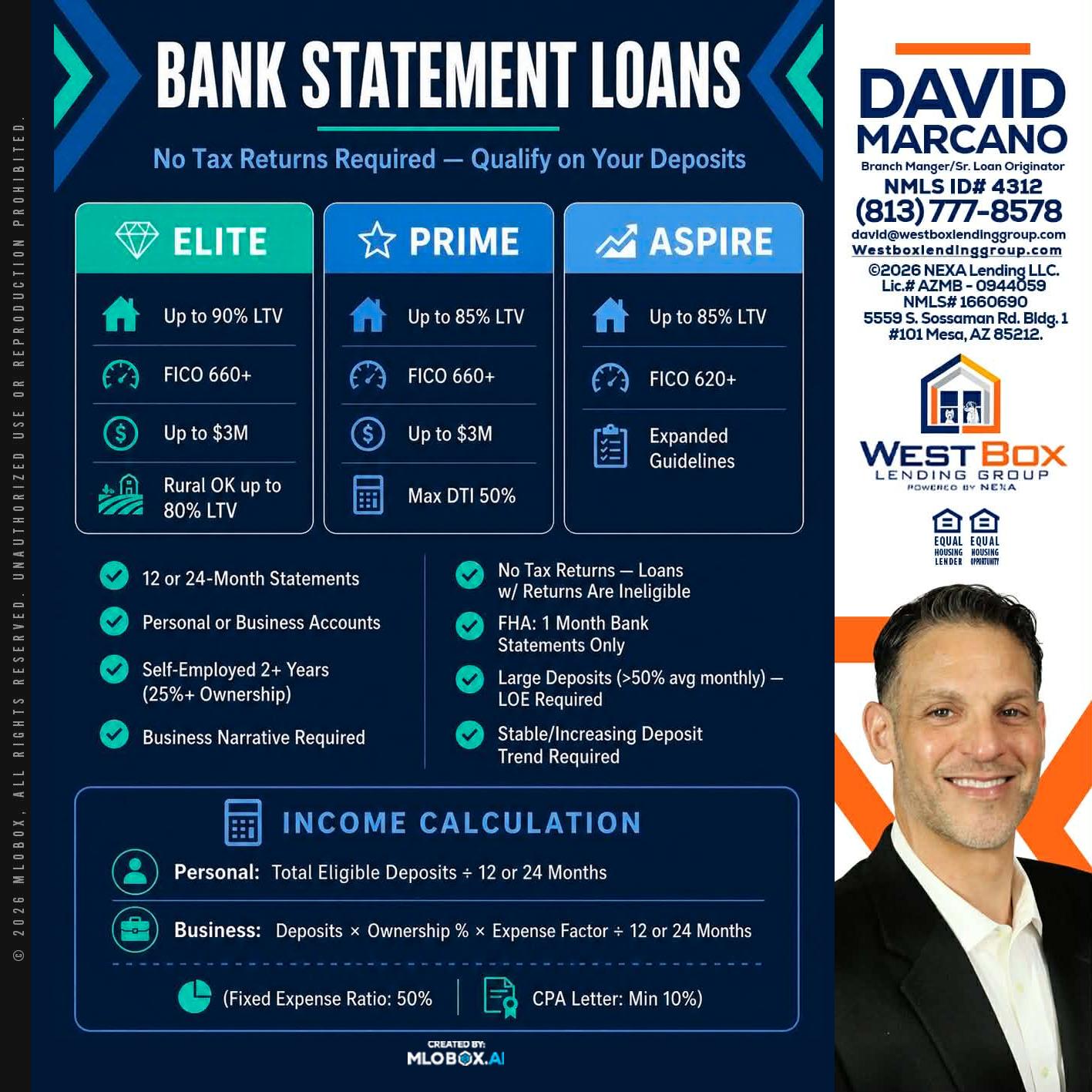BANK STATEMENT - David Marcano -Branch Manager/Sr. Loan Originator