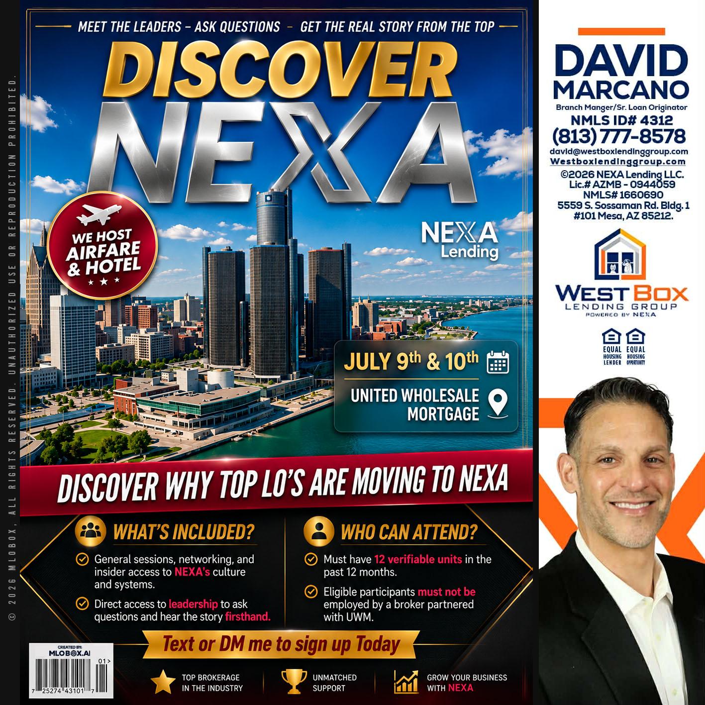 DISCOVER NEXA - David Marcano -Branch Manager/Sr. Loan Originator