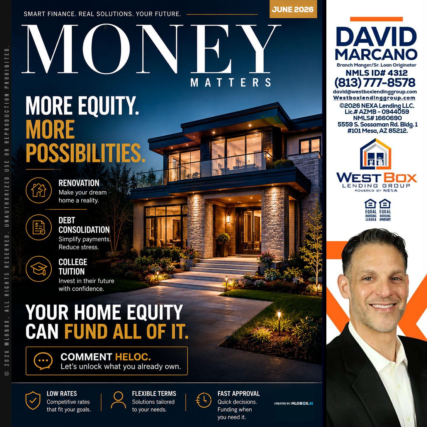 MONEY MATTERS - David Marcano -Branch Manager/Sr. Loan Originator