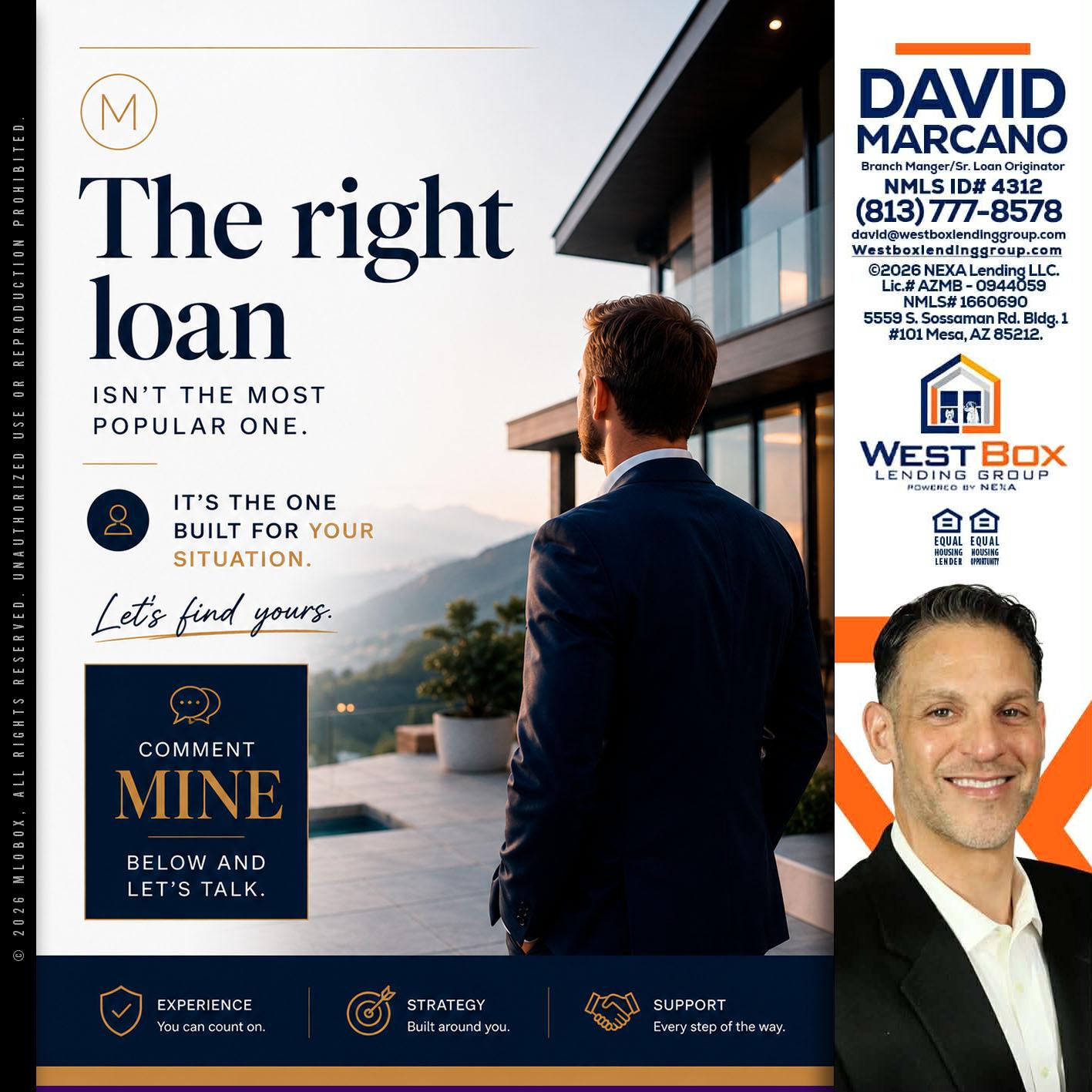 THE RIGHT LOAN - David Marcano -Branch Manager/Sr. Loan Originator