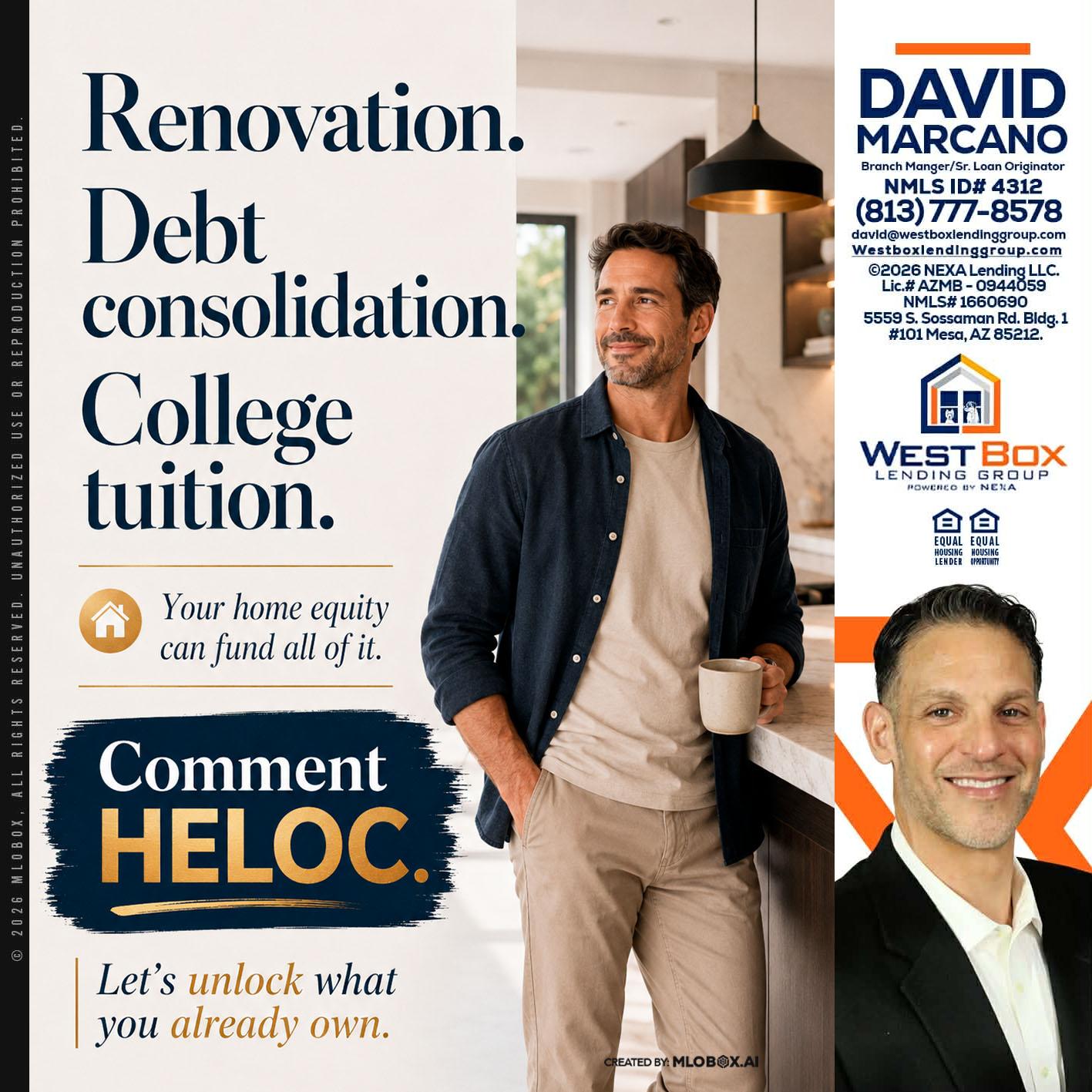 RENOVATION DEBT - David Marcano -Branch Manager/Sr. Loan Originator