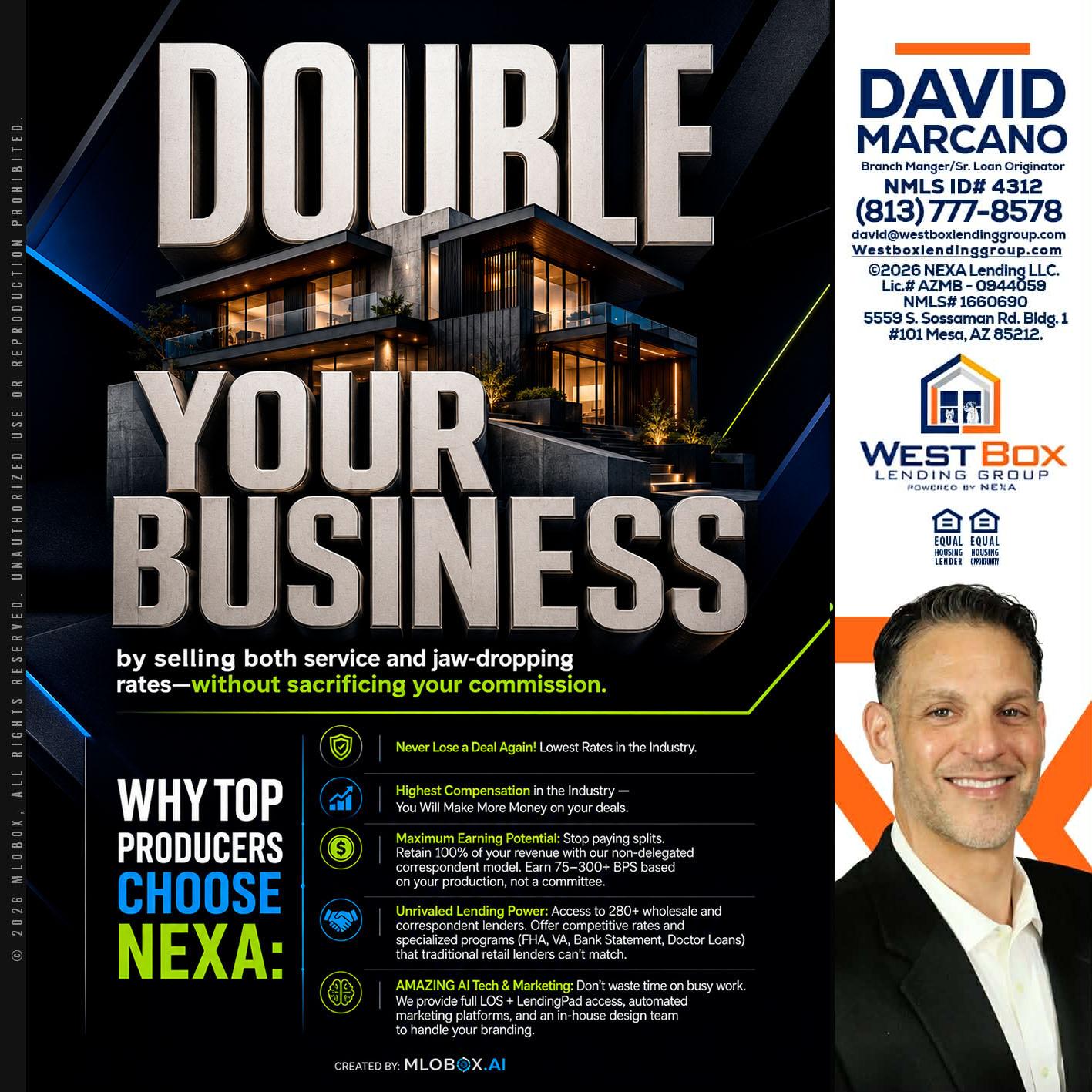 DOUBLE YOUR BUSINESS - David Marcano -Branch Manager/Sr. Loan Originator