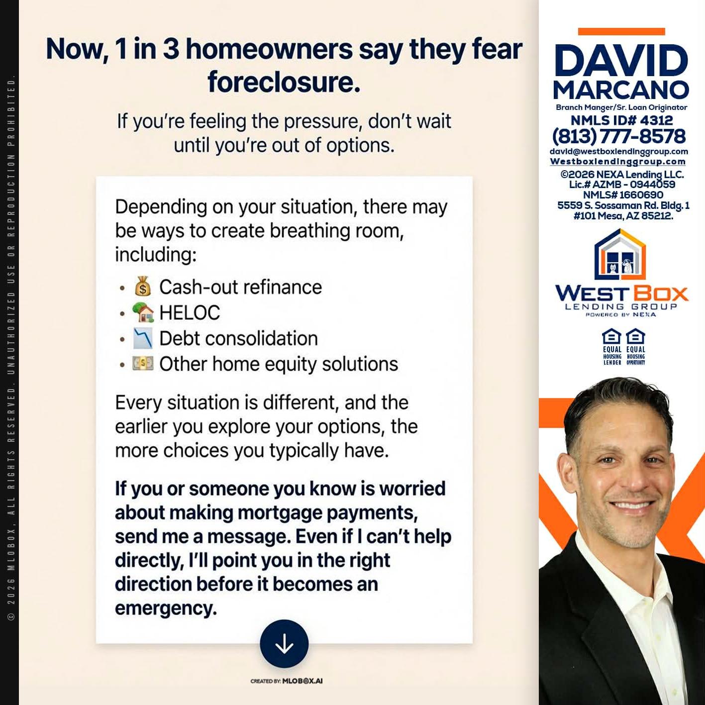 NOW, 1 IN 3 - David Marcano -Branch Manager/Sr. Loan Originator