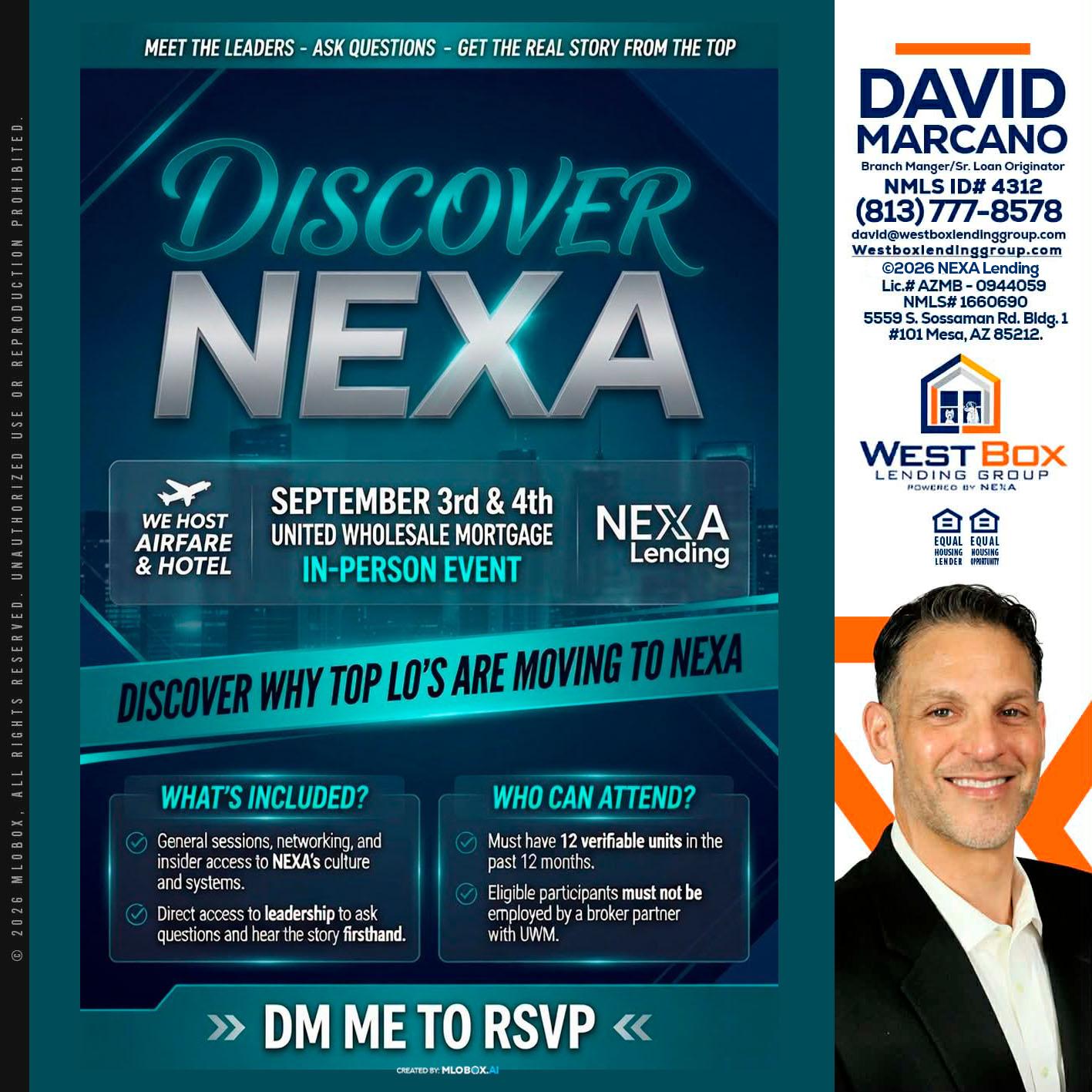 DISCOVER NEXA - David Marcano -Branch Manager/Sr. Loan Originator