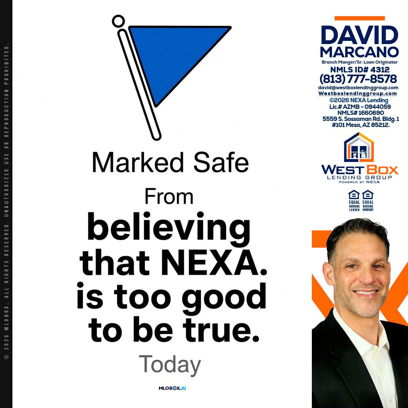 MARKED SAFE - David Marcano -Branch Manager/Sr. Loan Originator