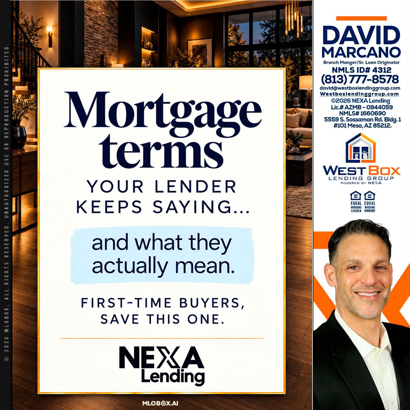 mortgage terms - David Marcano -Branch Manager/Sr. Loan Originator
