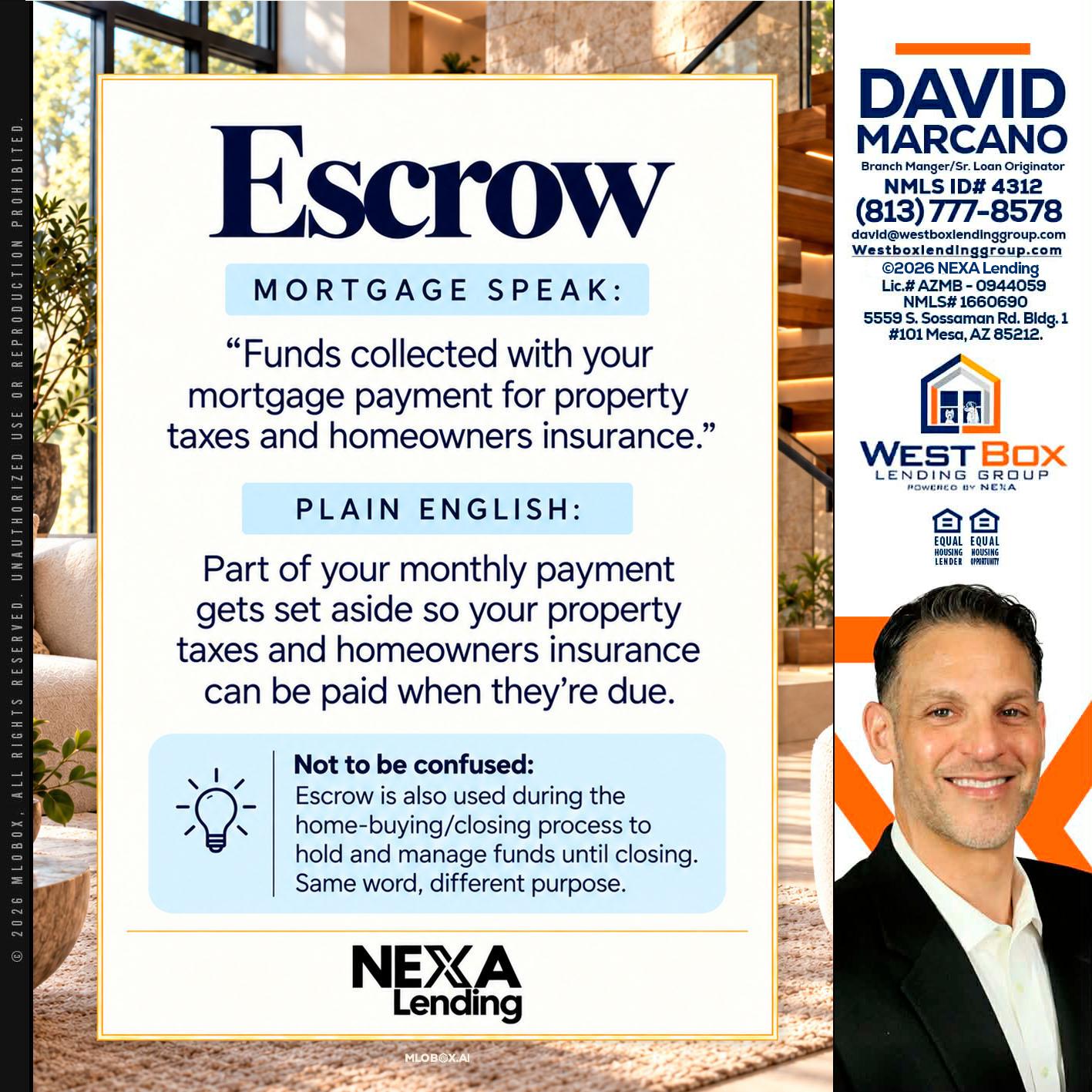 ESCROW - David Marcano -Branch Manager/Sr. Loan Originator
